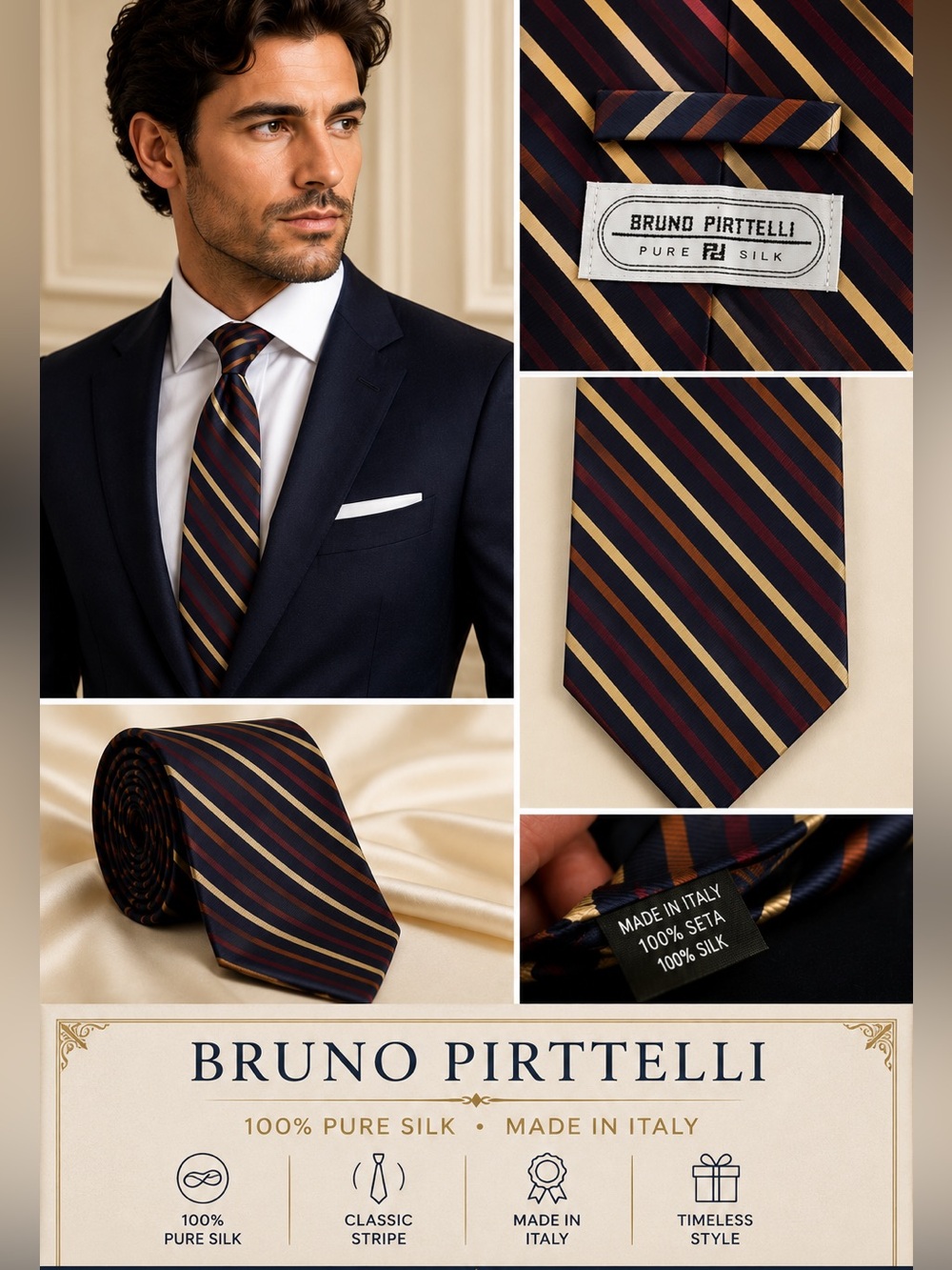 Vibrant Purple and Orange Silk Tie